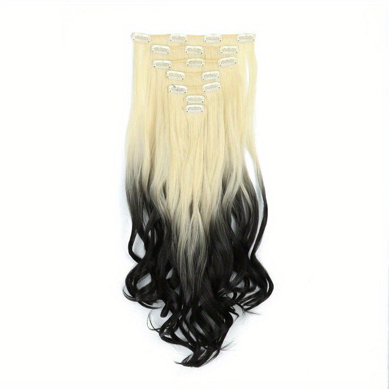 Buy 5 Clips Curly/Wavy Ombre(4T27) Matte Finish Premium Synthetic Hair  Extensions Online at Best Price in India