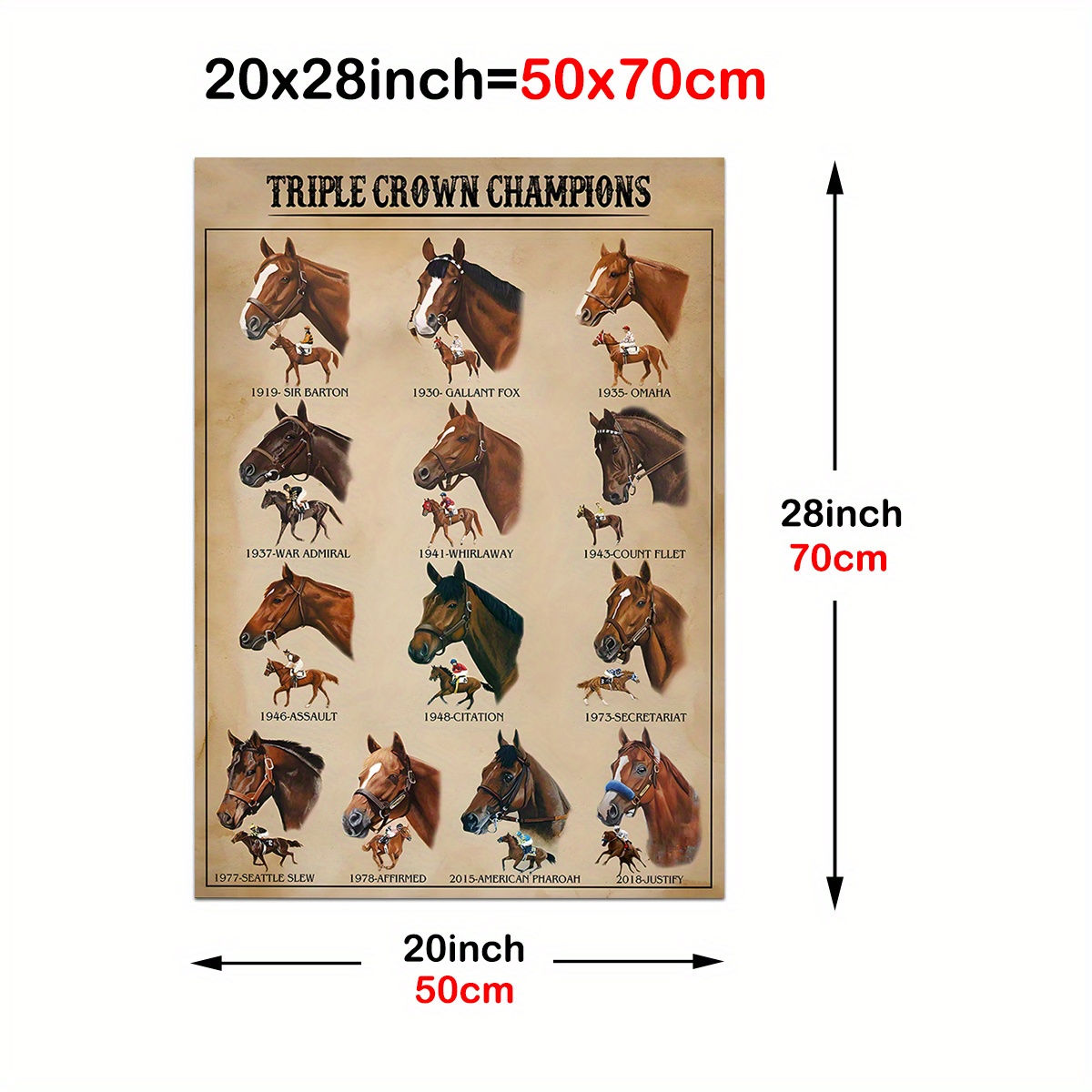1pc triple crown champions horse canvas poster print knowledge poster