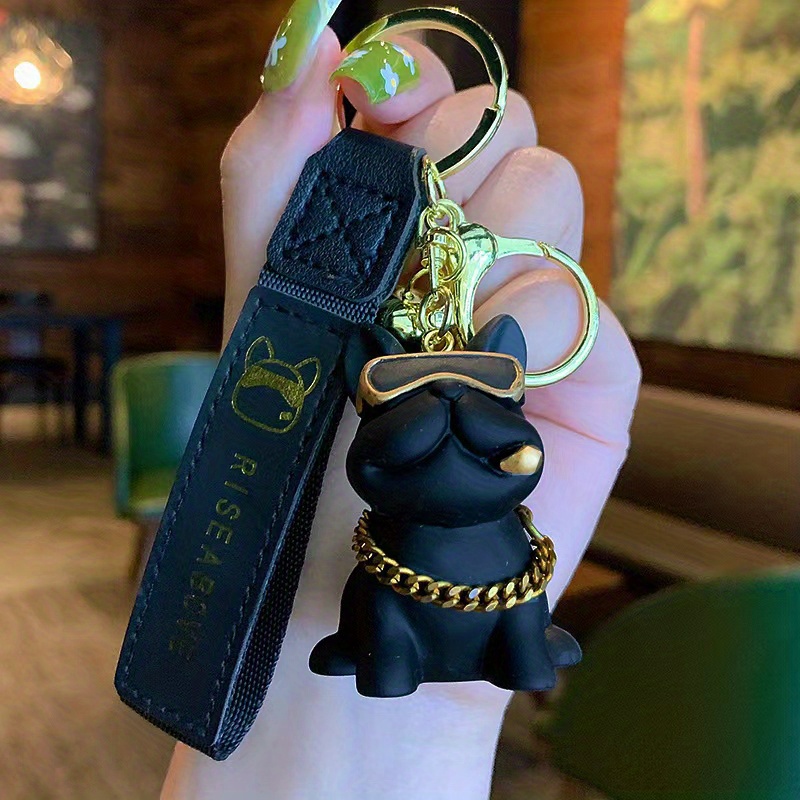  Keychain Bulldog Keychain Resin Animal Dog Keyring Holder Bag  Charm Trinket Car Keyring Keychain Couple Bag (Color : Blue, Size : 8 cm) :  Clothing, Shoes & Jewelry