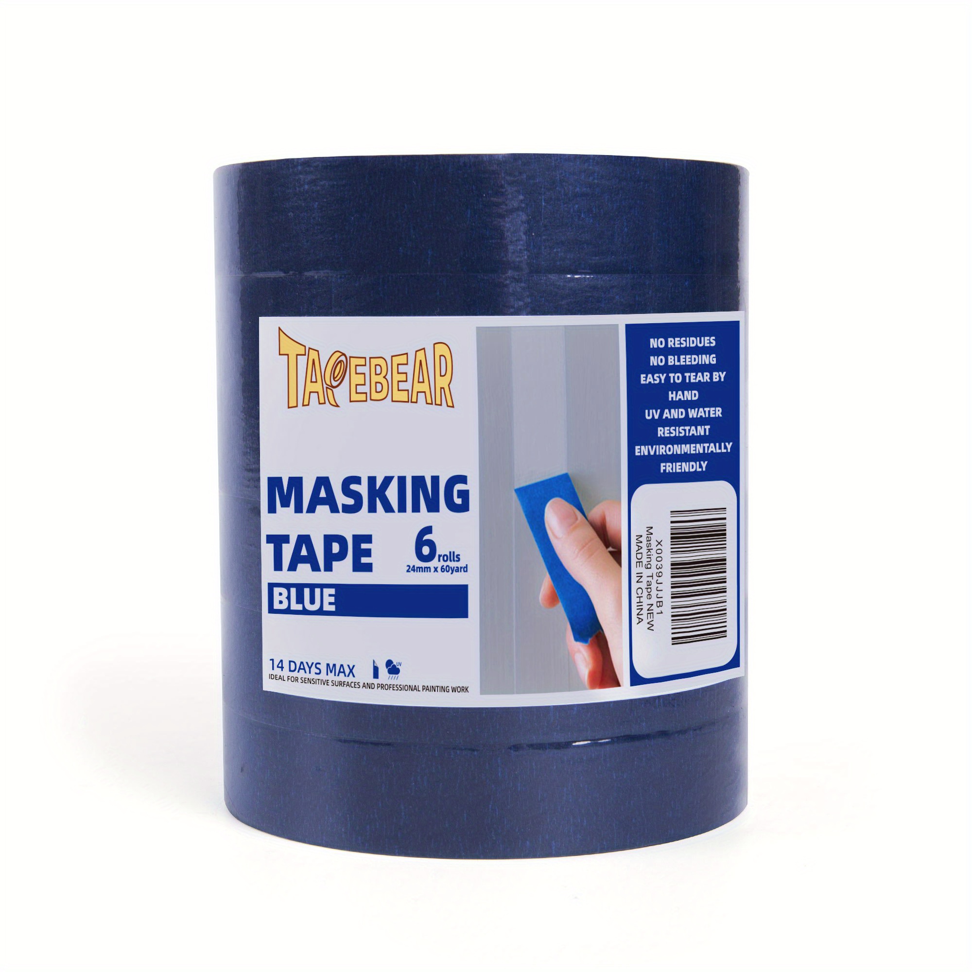 1 Inch, 60 Yard Masking Tape 6 Pk. Easy-Tear, Pro-Grade Removable