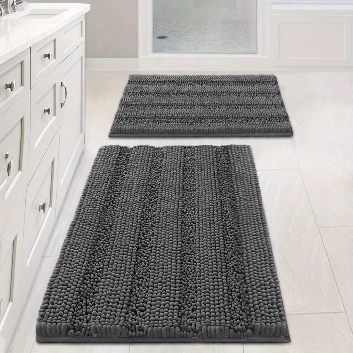 Thick Fluffy Chenille Bathmat, Soft Shaggy Non Slip Bathroom Rug, Machine Washable  Bath Mats For Bathroom Floor, Sink, Bathtub, Room Decor, Bathroom  Accessories - Temu