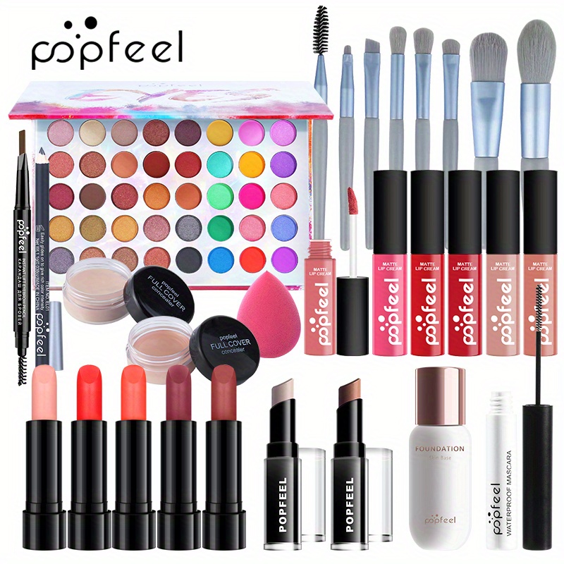 All-In-One Makeup Set for Women and Girls | Eyeshadow, Lipstick, Lipgloss,  Foundation, Concealer, Mascara, and More in a Portable Cosmetic Bag