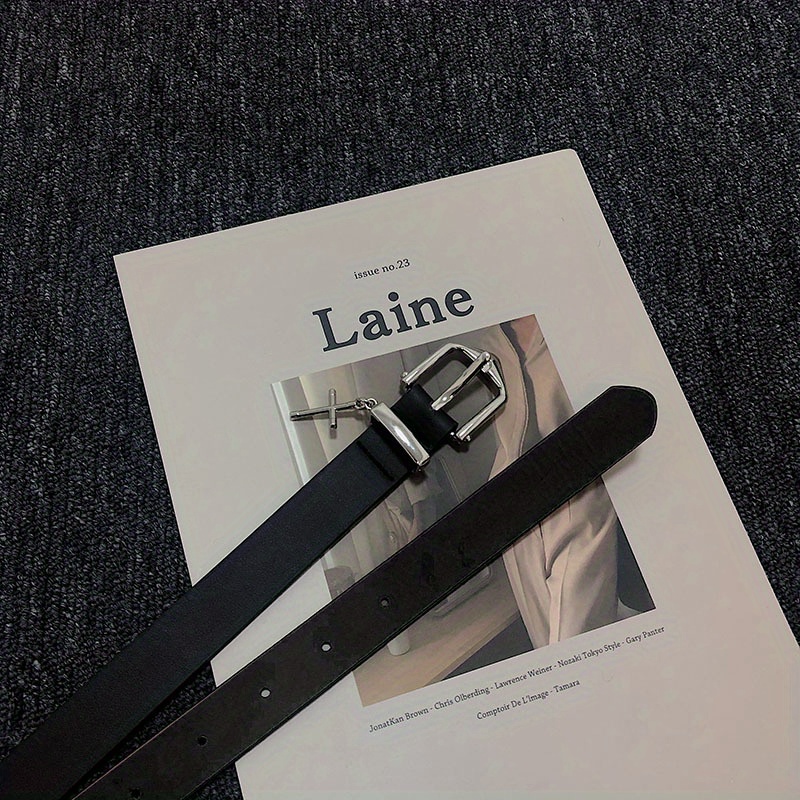 унисекс ремень из искусственной кожи с крестом, булавка-кулон, ремни для джинсов, повседневные черные брюки, пояс для мужчин и женщин, детали 3