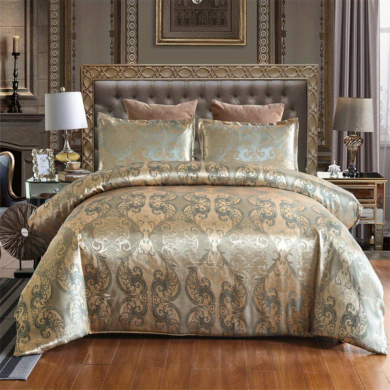 Luxurious European Satin Jacquard Duvet Cover Set Soft And - Temu