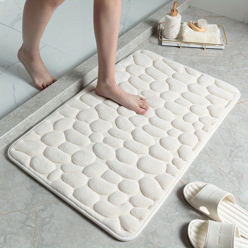 Free Shipping 1pc Bathroom Bath Mat Memory Foam Pad Stone Texture Non-Slip  Gray