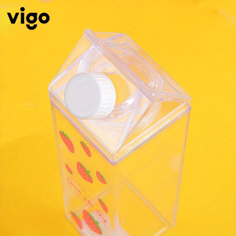 1pc, VIGO Water Bottle, 500ml/17oz Strawberry Pattern Water Cups, Square  Transparent Clear Water Pitcher, Cute Kawaii Summer Drinkware, Kitchen  Gadget