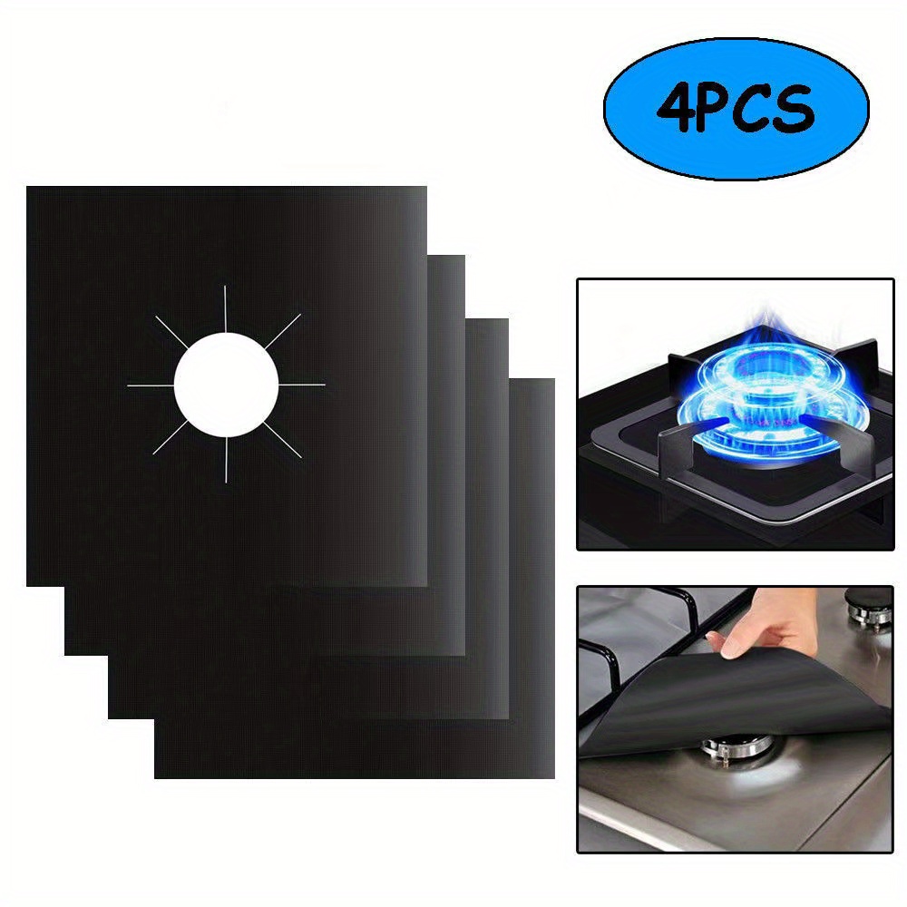 4pcs double thickness non stick stove burner covers reusable and fast cleaning for gas stoves protects cooking   and prevents scratches and   details 4