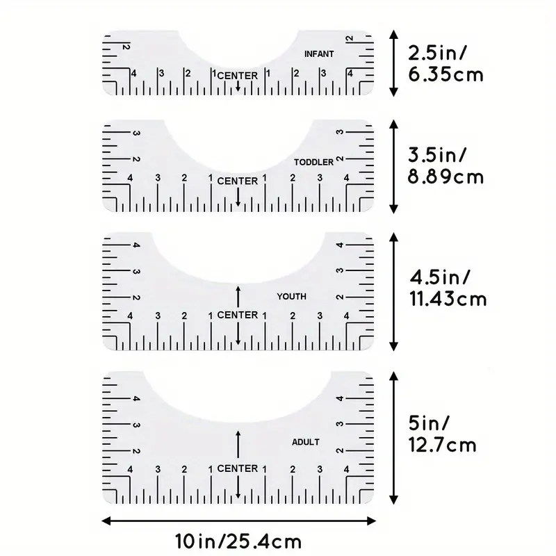 Tshirt Ruler Guide for Vinyl Alignment - T Shirt Ruler Guide for Heat Press, Shirt Measurement Tool for Heat Press, T-Shirt Ruler Centering Guide