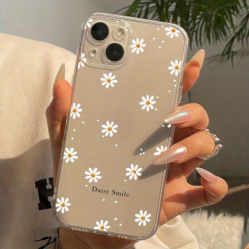 transparent small chrysanthemum drought resistant mobile phone case for iphone details 1