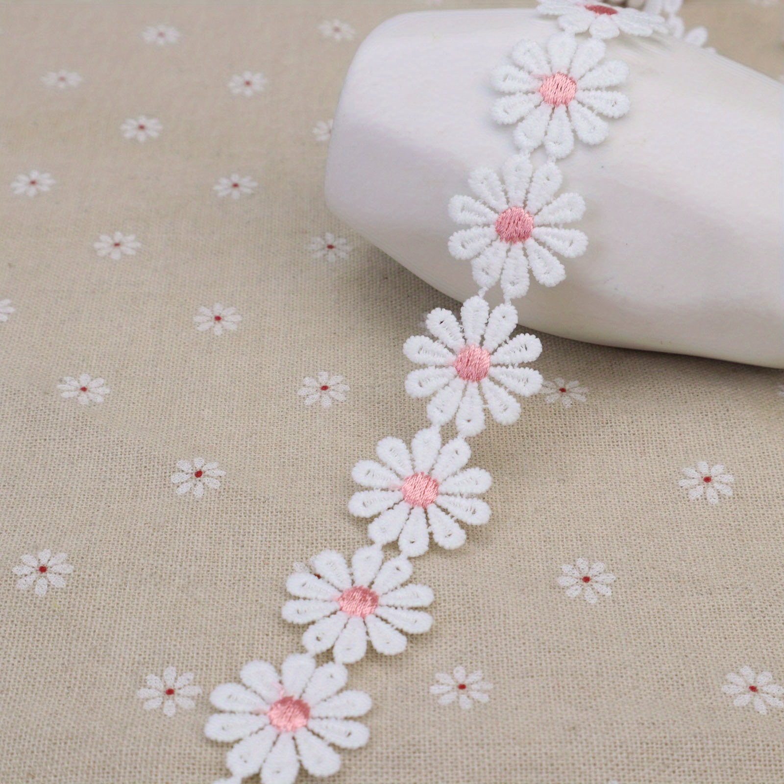 1/2/5 Yards Colorful Dainty Flowers Daisy Polyester Lace - Temu