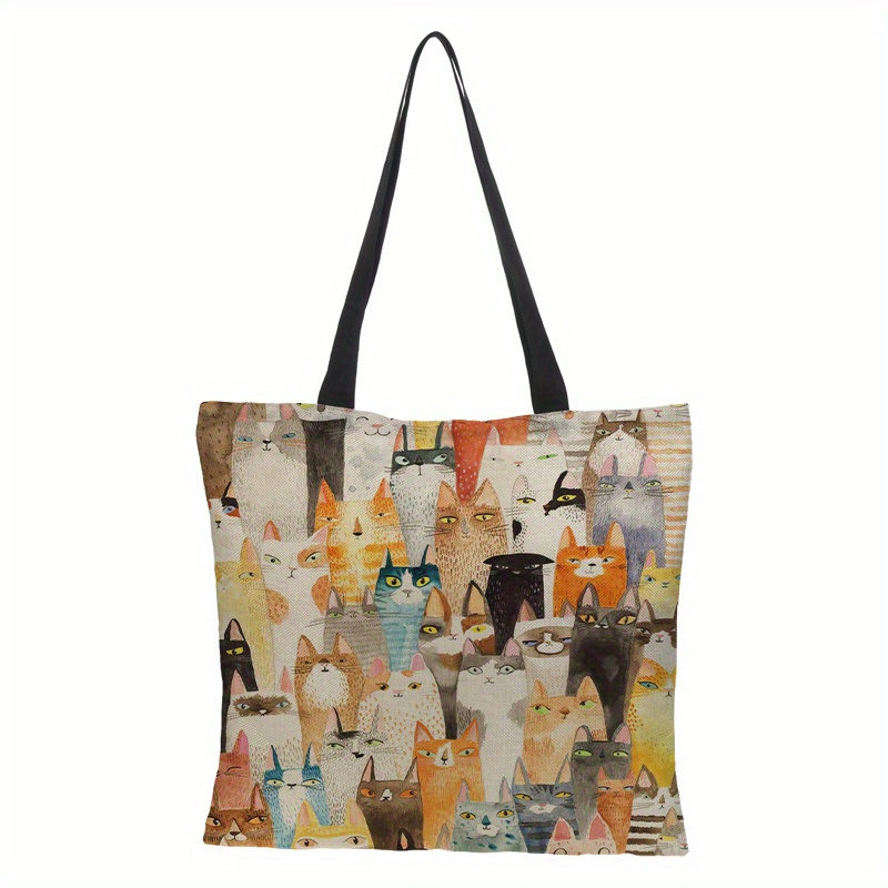 Borsa In Tela Con Stampa Grafica Gatto 1PC, Borsa A Tracolla