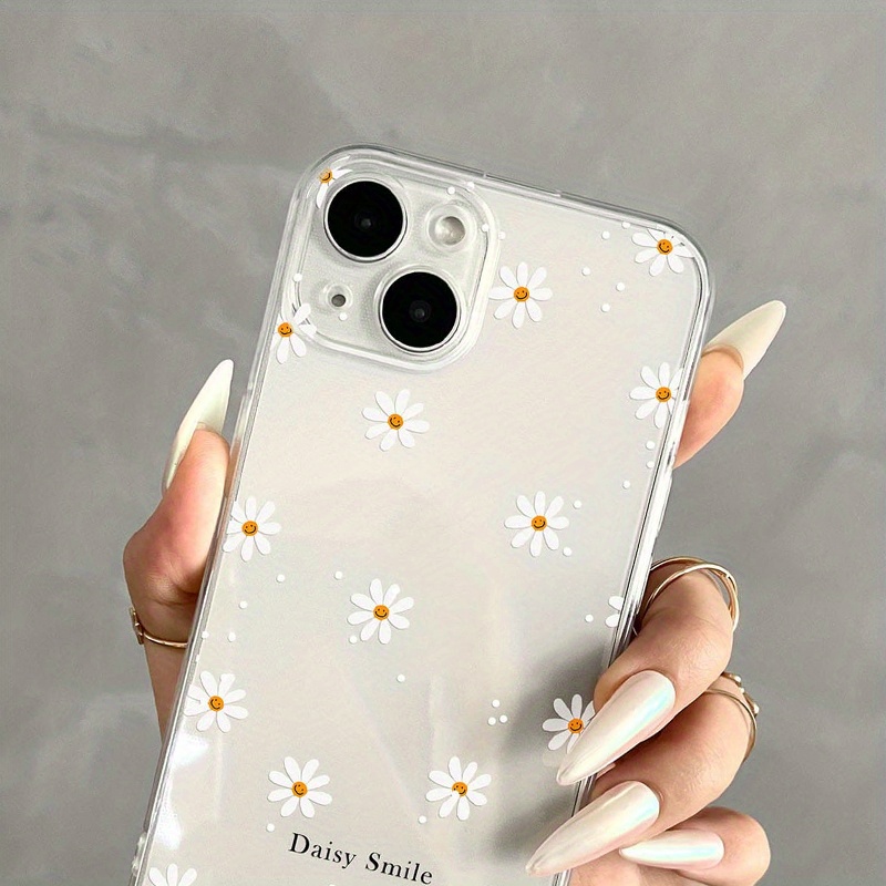 transparent small chrysanthemum drought resistant mobile phone case for iphone details 3