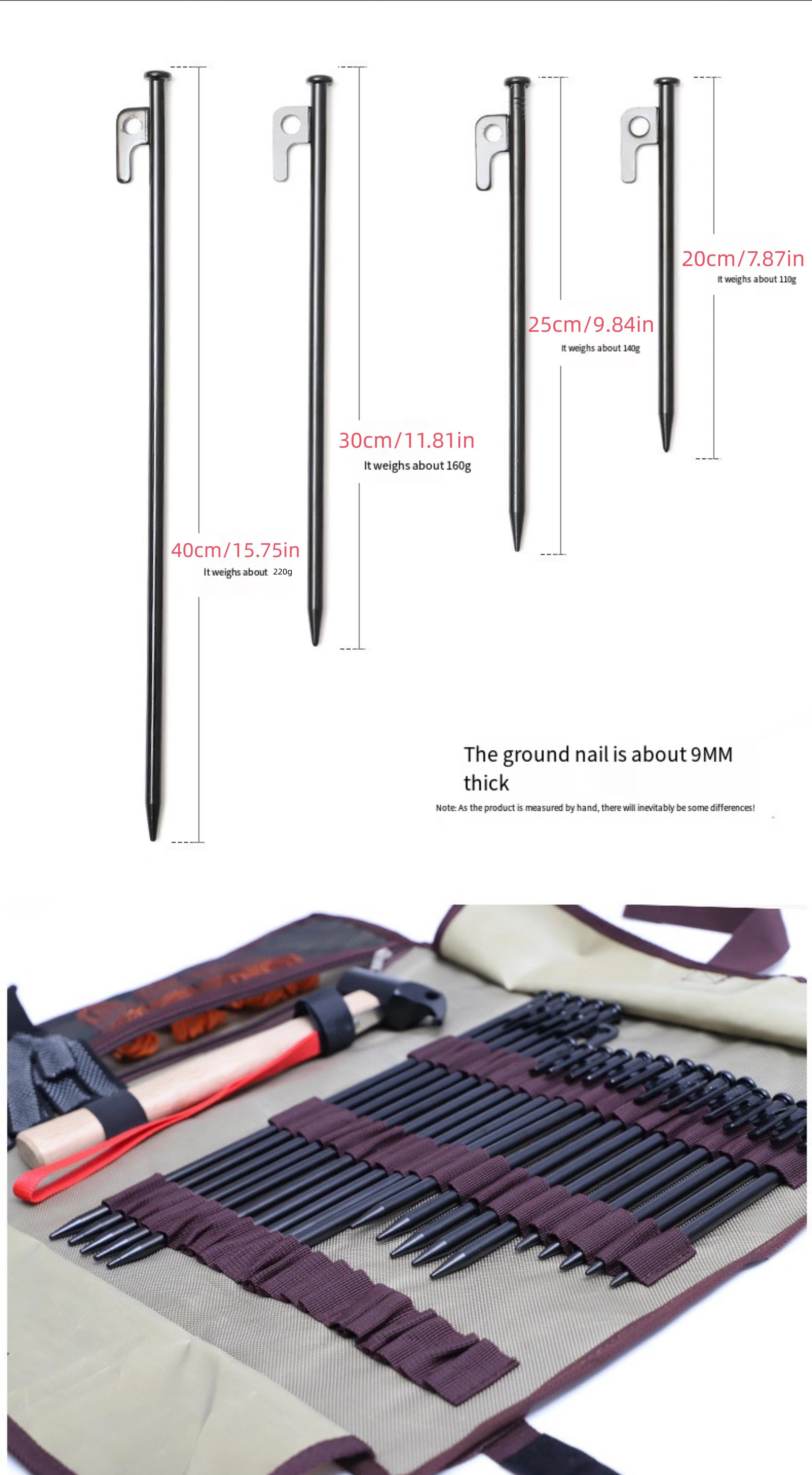 Heavy Duty Steel Tent Stakes For Camping And Beach, Extended Length For