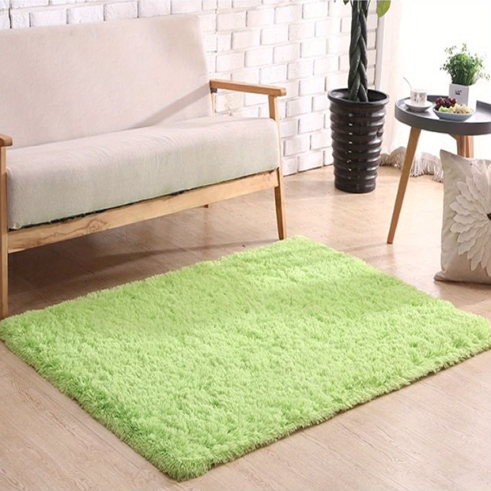 Fluffy Padded Mat In Matcha Green Color For Bedroom - Temu