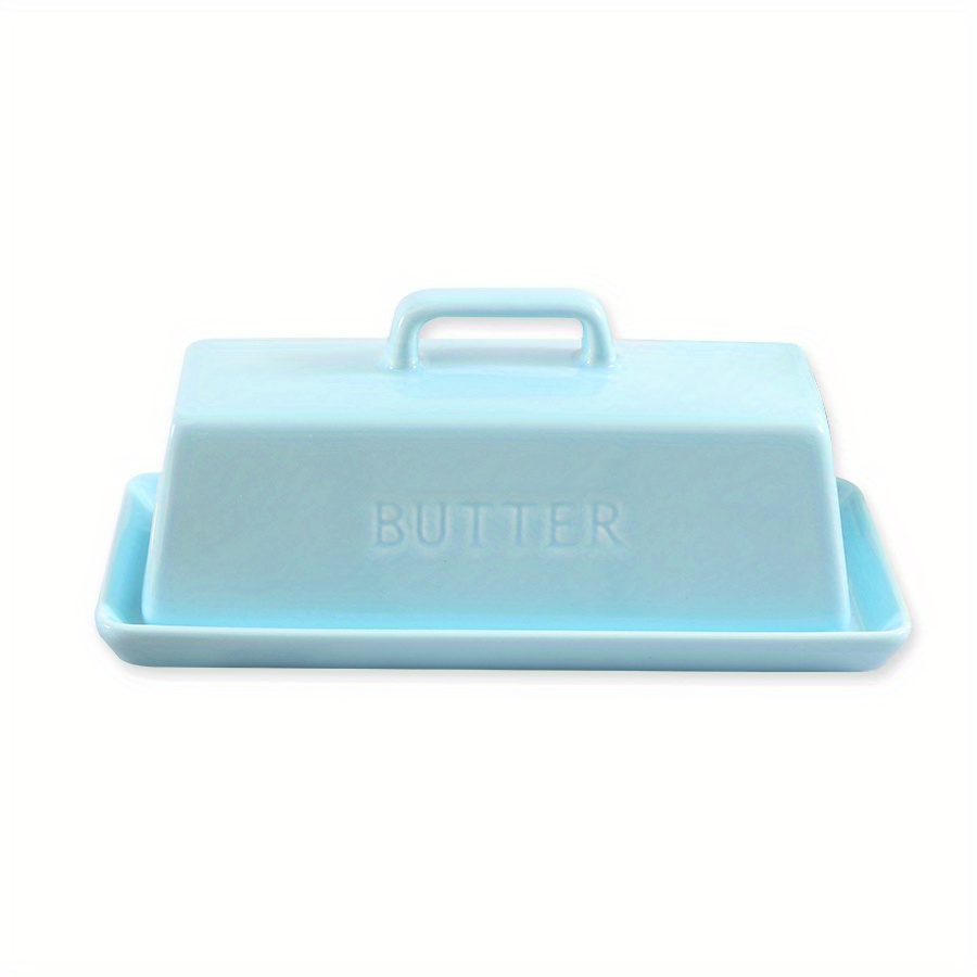 White Butter Dish with Lid, Butter Keeper Holder Container with