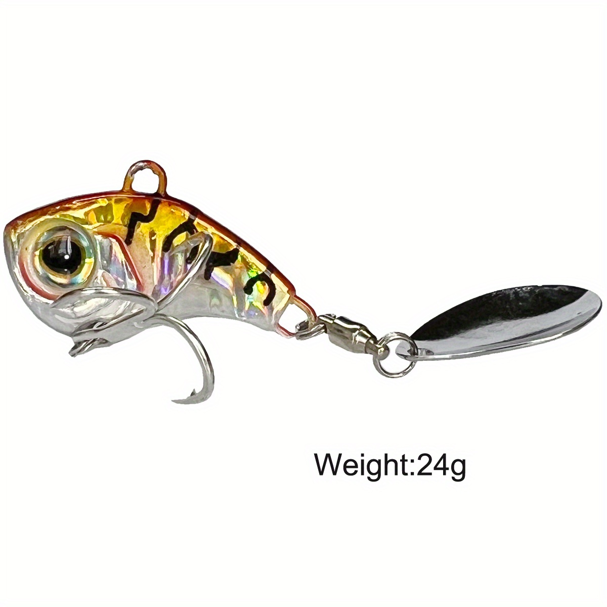 2pcs Metal Spoon Fishing Lures, 7cm 24g Metal Spoon Spinner Bait with  Double Rotating Blade Artificial Lure Baits Fishing Gear Gold+Silver