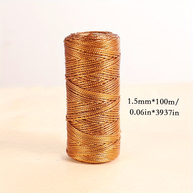 Gold Twine String,100M Gold Thread Twist Ties with Coil,Gold Metallic  String for Christmas String,Polyester String Jewelry Cord, DIY Craft String