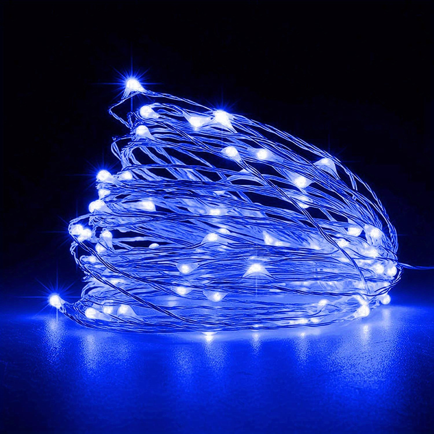 Lihiton - Luces de hadas con pilas, 1 paquete de mini 3AAA con pilas,  alambre de cobre, luces LED de cadena estrellada, dormitorio, Navidad,  fiestas, decoración (5 m / 16 pies, blanco cálido) - Luces Led
