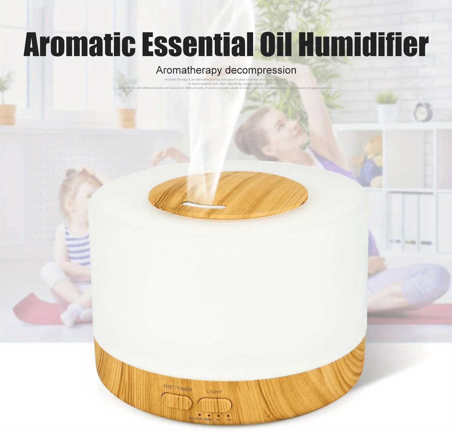 1pc aroma diffuser essential oil large room office 500ml wood color diffusers for home night lamp cool mist air humidifier for bedroom quiet with remote control ambient 7 led light waterless auto off aromatherapy diffuser for gift details 0