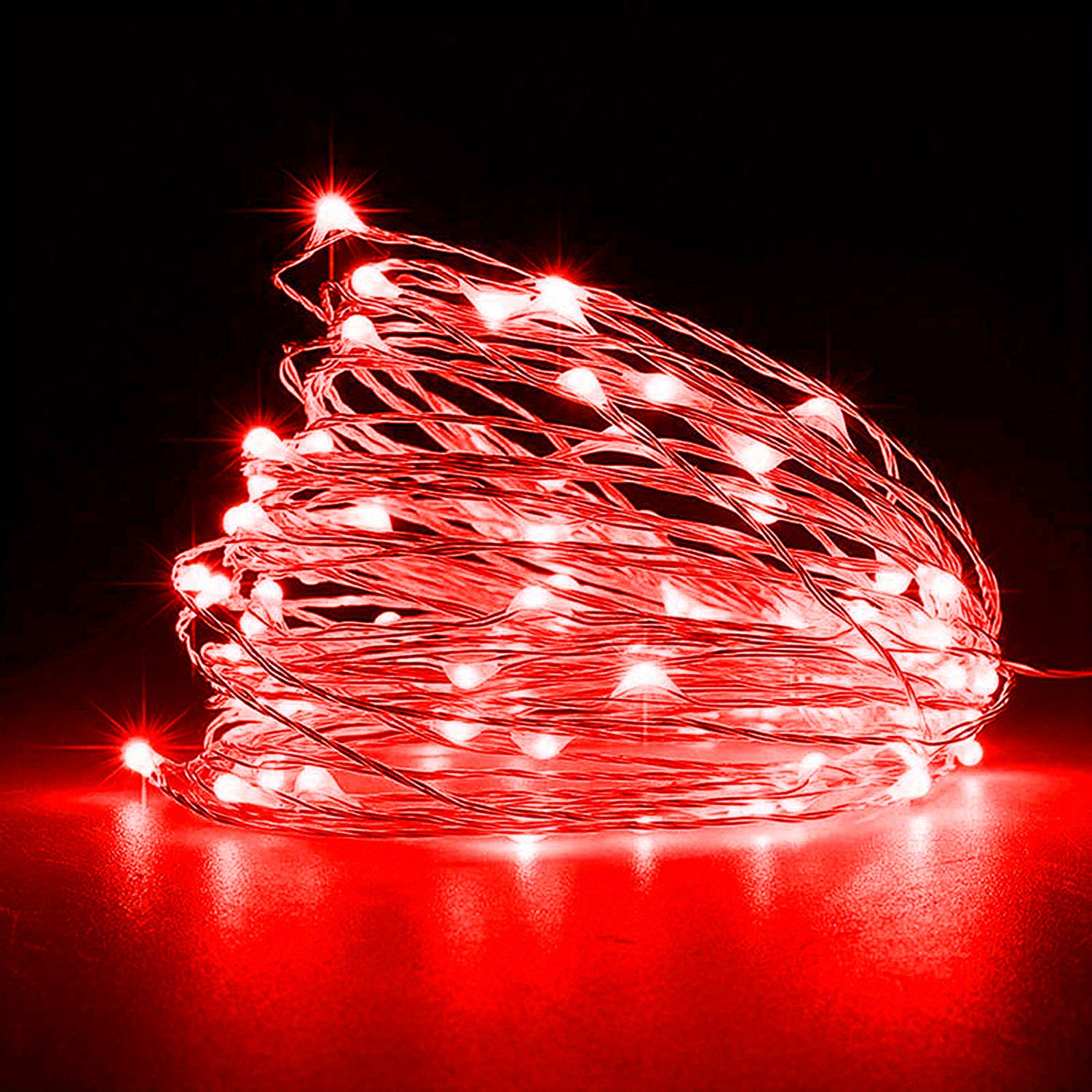 Lihiton - Luces de hadas con pilas, 2 paquete de mini 3AAA con pilas,  alambre de cobre, luces LED de cadena estrellada, dormitorio, Navidad,  fiestas
