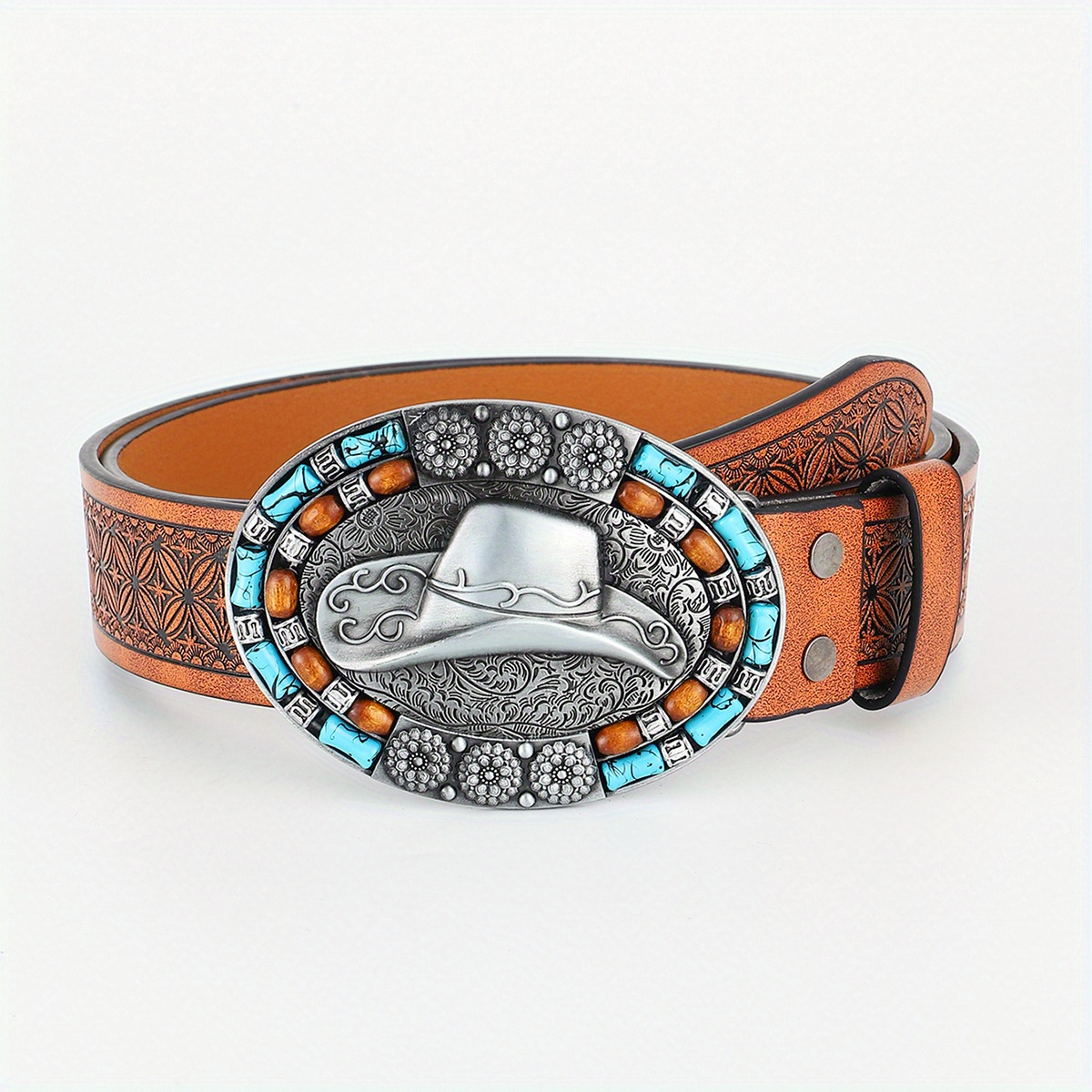 Vintage Rhinestone Jeweled Leather Western Cowboy Belt Cowgirl