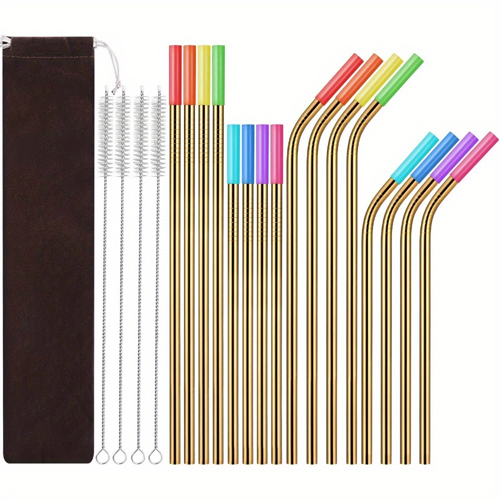 13 Long Reusable Tall Drinking / Sports Bottle & Straw Cleaning Brush Set