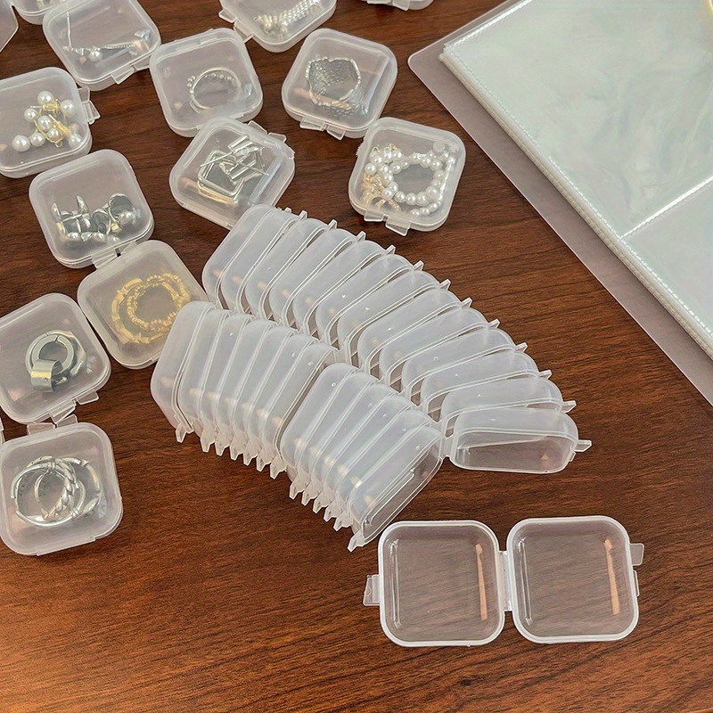 1-12Pc Mini Boxes Square Clear Plastic Jewelry Storage Case Container  Packaging Box for Earrings Rings Beads Small Items Crafts
