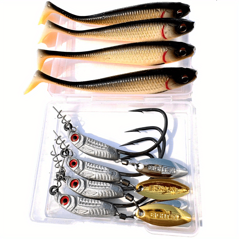 Weedless Rig Including Soft Lure Fish Hook Sequin Freshwater - Temu