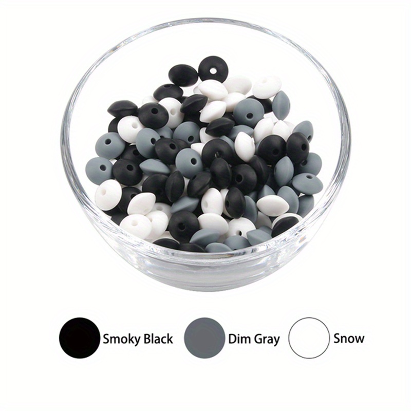 Dark Grey 12mm Lentil Silicone Beads