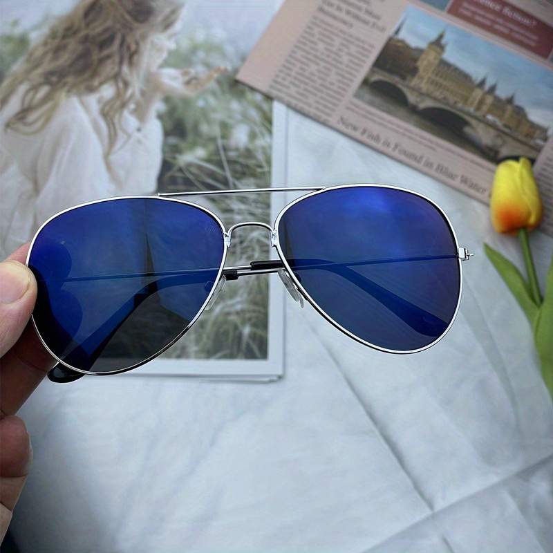 Fashion Blue Mirrored Sunglasses for Women Men Outdoor Sports Driving Shades