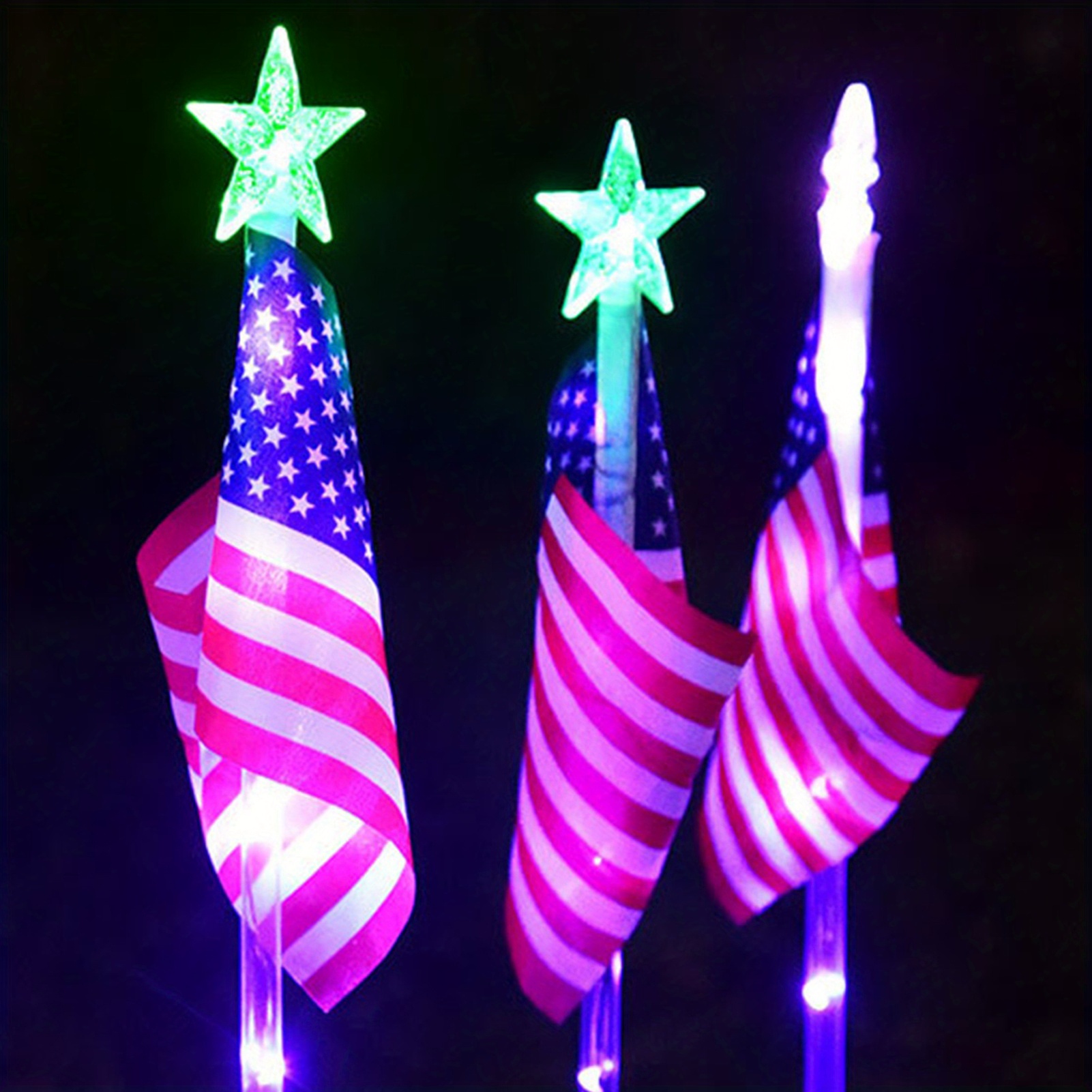 Christmas American Flag Lights 4th Of July Solar Patriotic Lawn Light