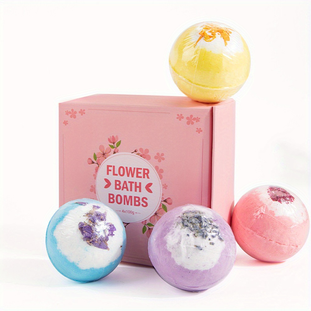 4pcs Bath Bombs Natural Bath Bomb Gift Set Handmade Bubble Bath Bombs