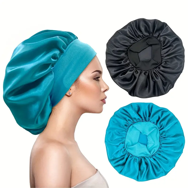 2 Pcs Satin Bonnet,Long Hair Bonnet,Sleep Cap for Black Women,Silk