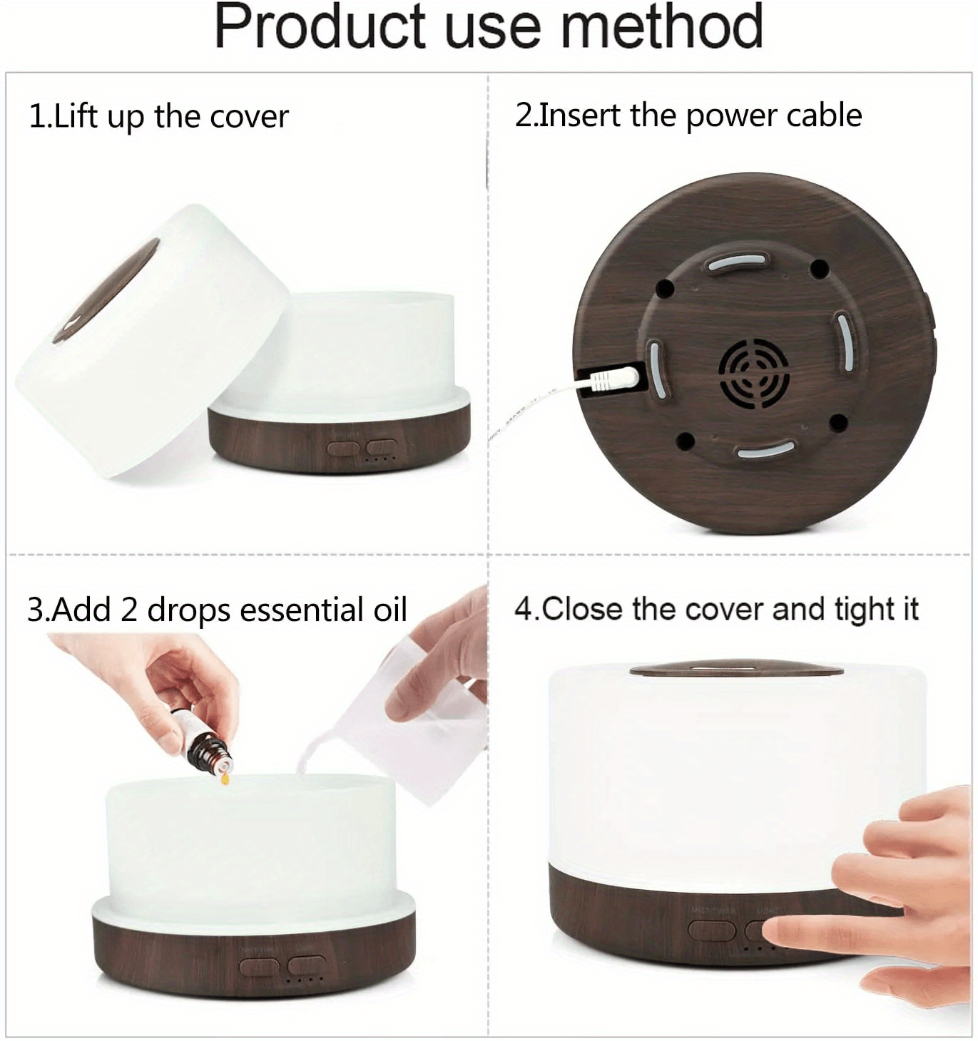 1pc aroma diffuser essential oil large room office 500ml wood color diffusers for home night lamp cool mist air humidifier for bedroom quiet with remote control ambient 7 led light waterless auto off aromatherapy diffuser for gift details 12