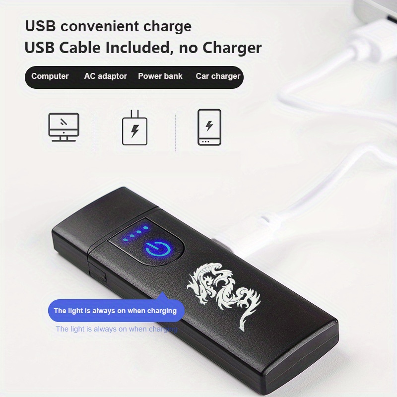 Encendedor electrónico, encendedor recargable por USB, mini pantalla táctil  creativa, pantalla LED, resistente al viento, encendedor sin llama con  cable de carga, encendedor silencioso para novios y padres (Negro-A) :  Salud y Hogar 