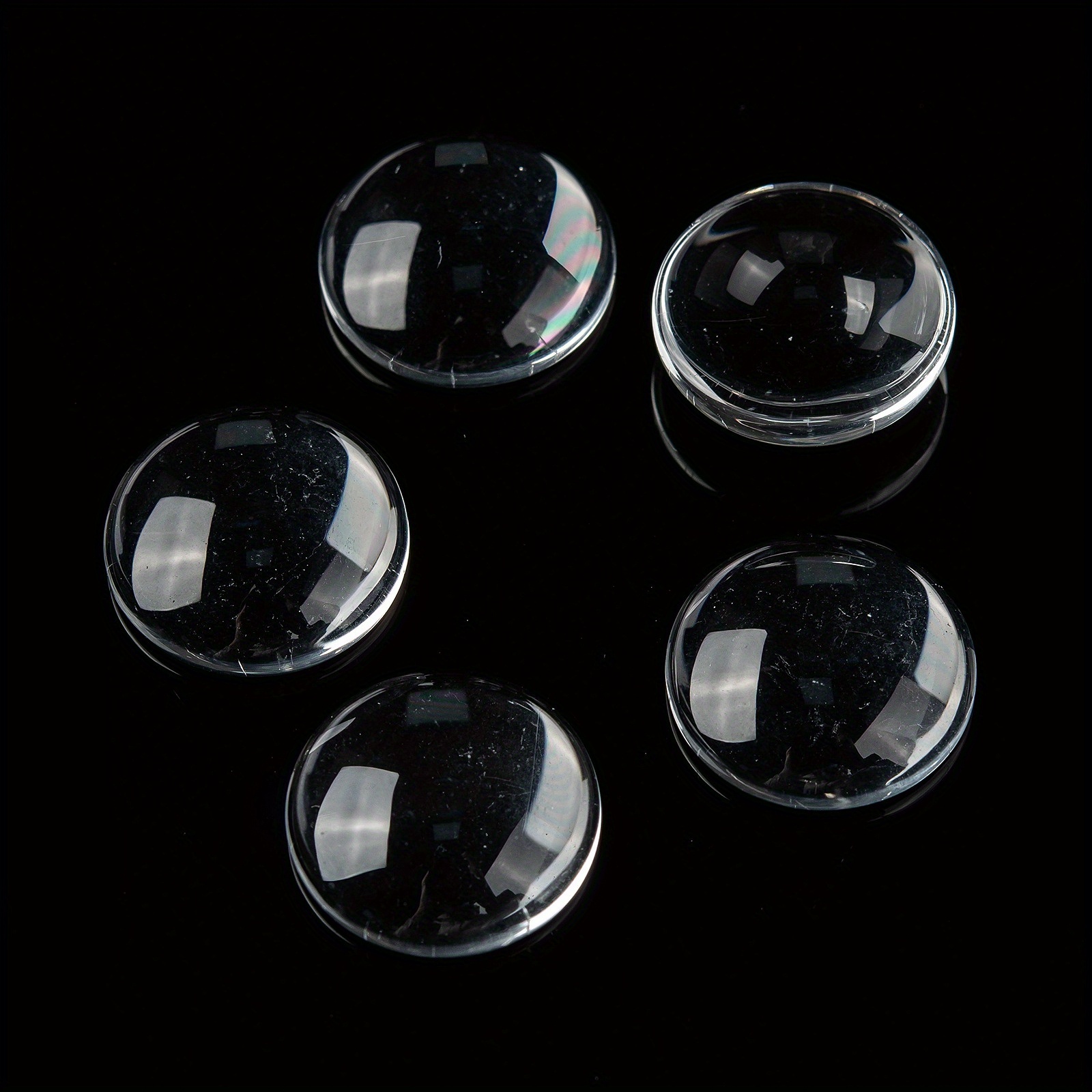TEMU 200pcs 1.6Cm Patchs En Verre Transparent Ronds Et Plats Accèssoires de Décoration de Pendentif