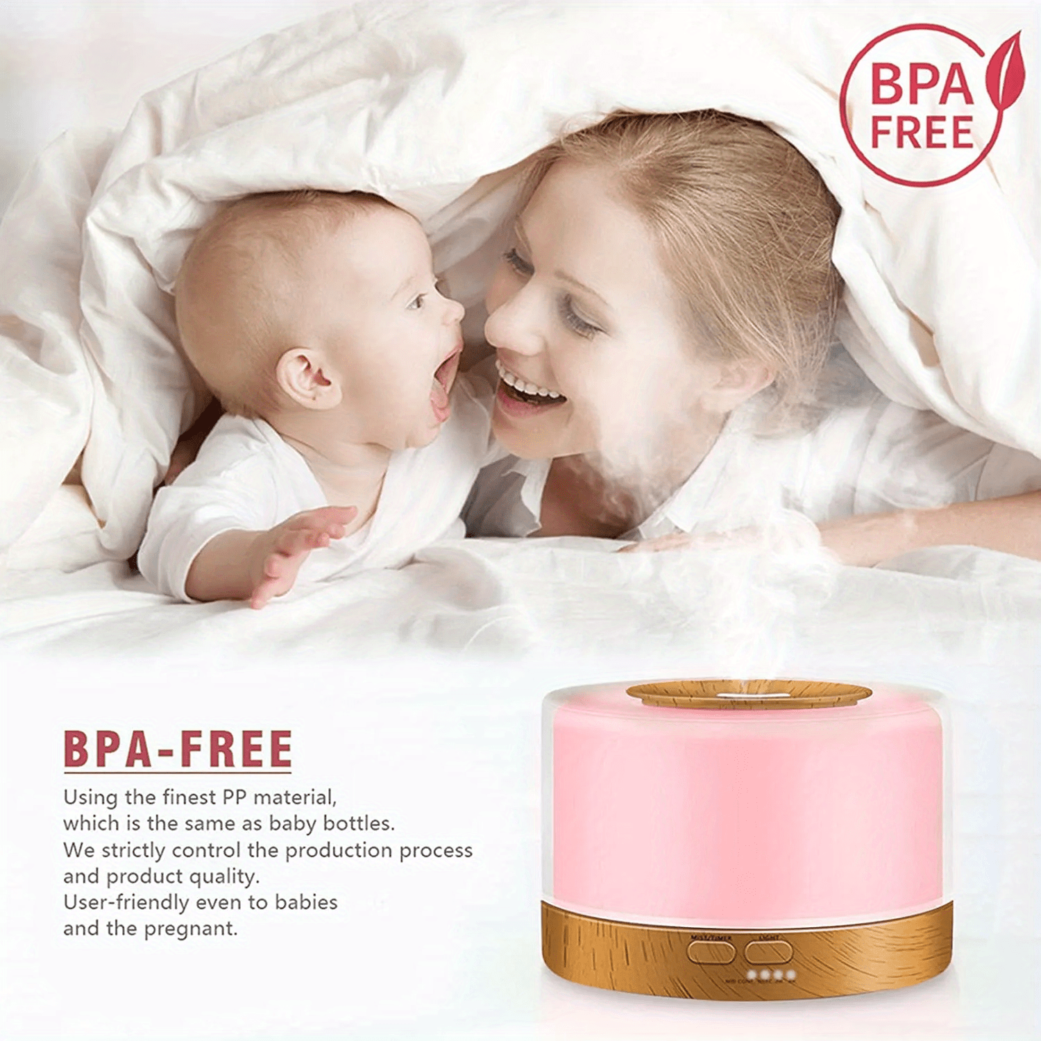 1pc aroma diffuser essential oil large room office 500ml wood color diffusers for home night lamp cool mist air humidifier for bedroom quiet with remote control ambient 7 led light waterless auto off aromatherapy diffuser for gift details 6