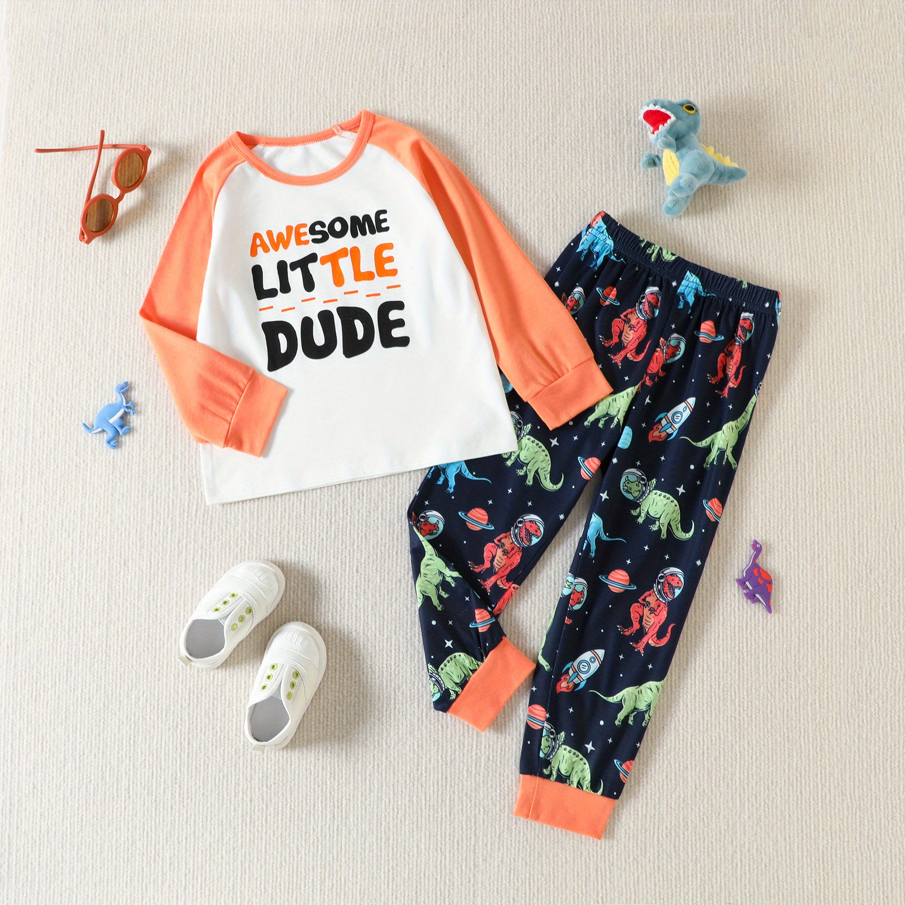 Boys Football Basketball Gamepad Graphic Color Block Pajamas - Temu ...