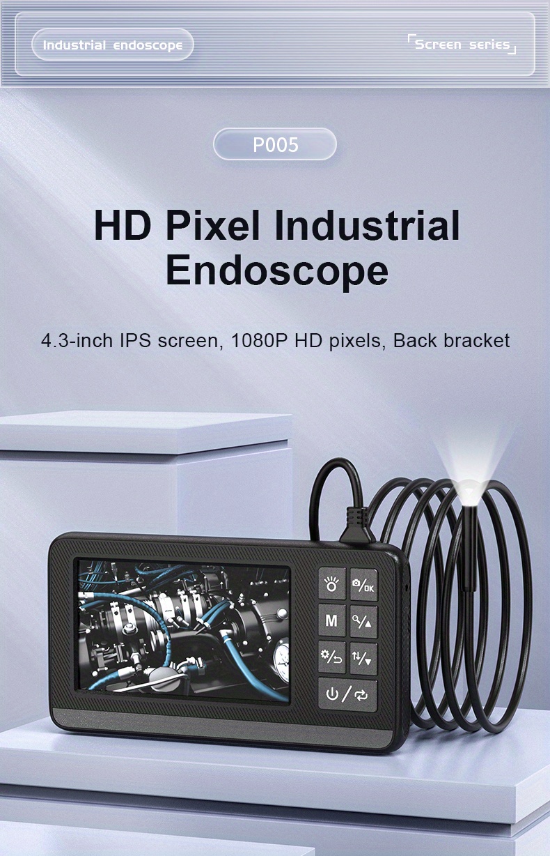 Endoscopio industrial de 3 lentes, cámara de inspección de boroscopio  digital HD 1080P HD pantalla IPS de 4.5 pulgadas, cámara de serpiente
