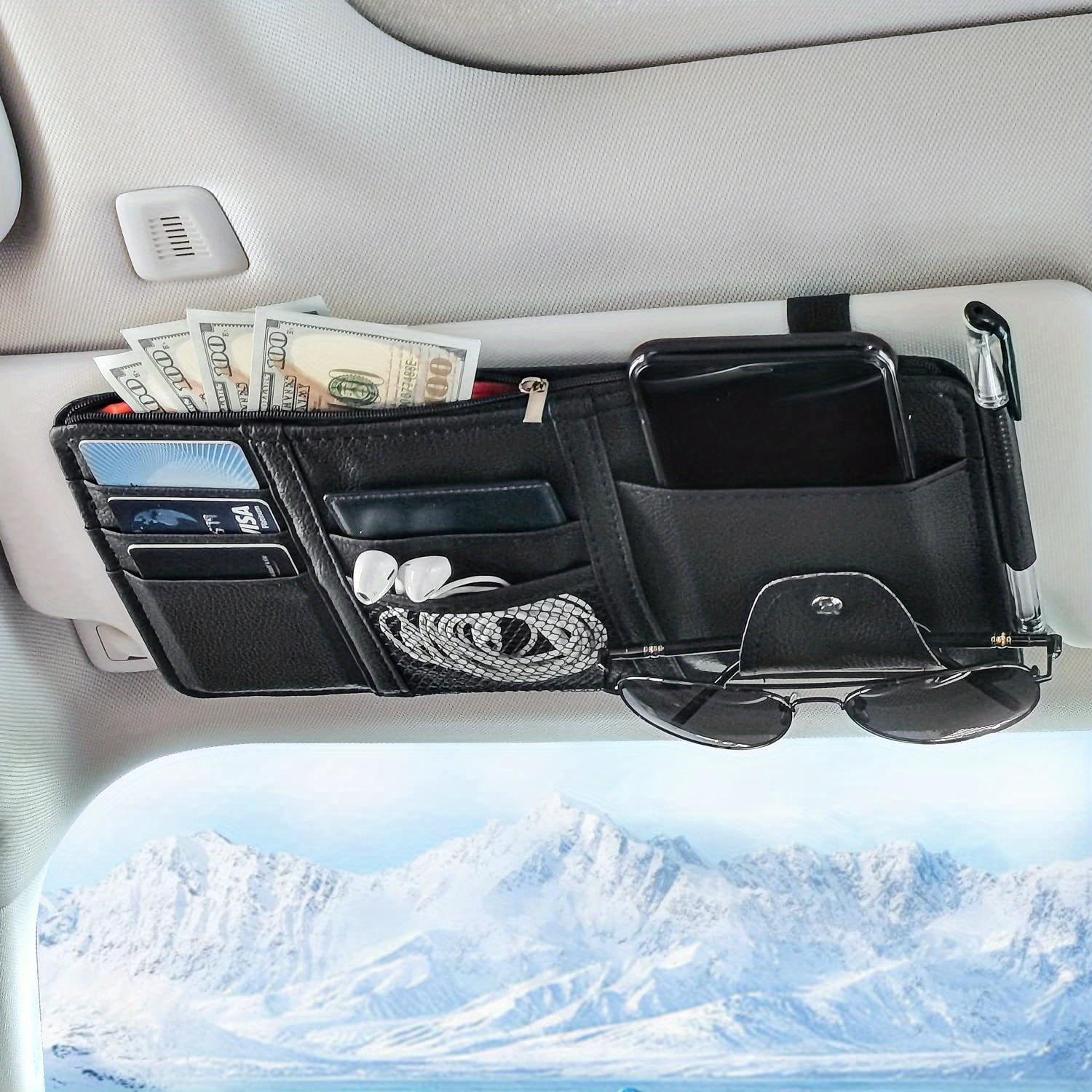 Organize Car Interior Stylish Sun Visor Storage Pocket Temu