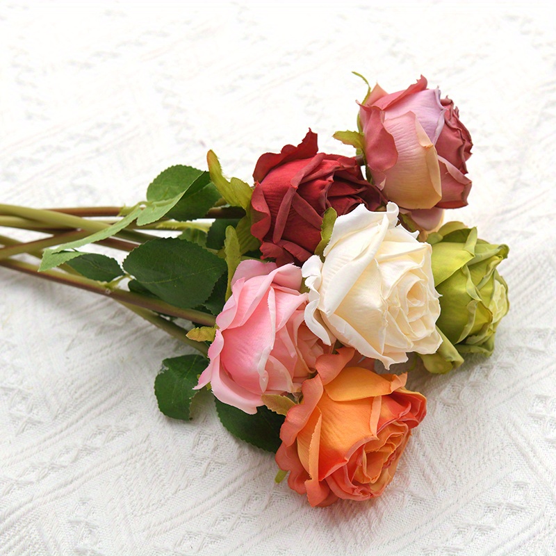 Bouquet di fiori di ramo lungo 43cm bellissime rose di seta bianca fiori  artificiali decorazioni per la tavola di nozze per la casa organizzare fiori  finti - AliExpress