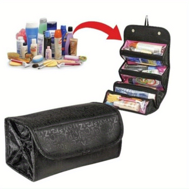 Travel Roll-up Cosmetic Makeup Case Foldable Organizer Pouch Hanging  Toiletry Wash Bag Storage Bags 4 Zipper Compartment - AliExpress