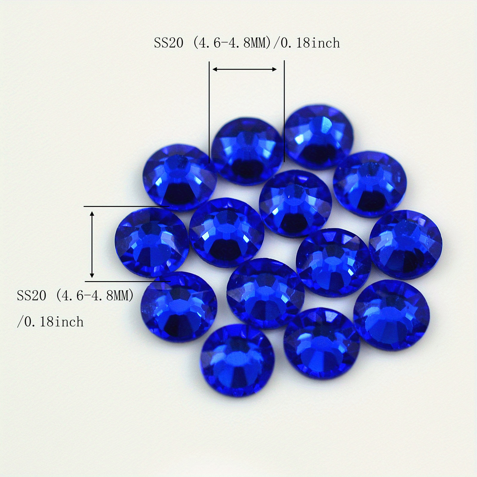 SS16 Royal Blue Hotfix Rhinestones Crystal Glass Gemstone Bulk for Fabric  Clothes Shirts Shoes Bling Decoration Gifts Flat Back Round(4MM 2880Pcs)