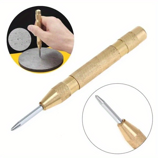 MulWark 5 Spring-Loaded Automatic Steel Center Hole Punch Marker Scriber  For Wood, Metal, Plastic, Car Window Puncher Breaker Too