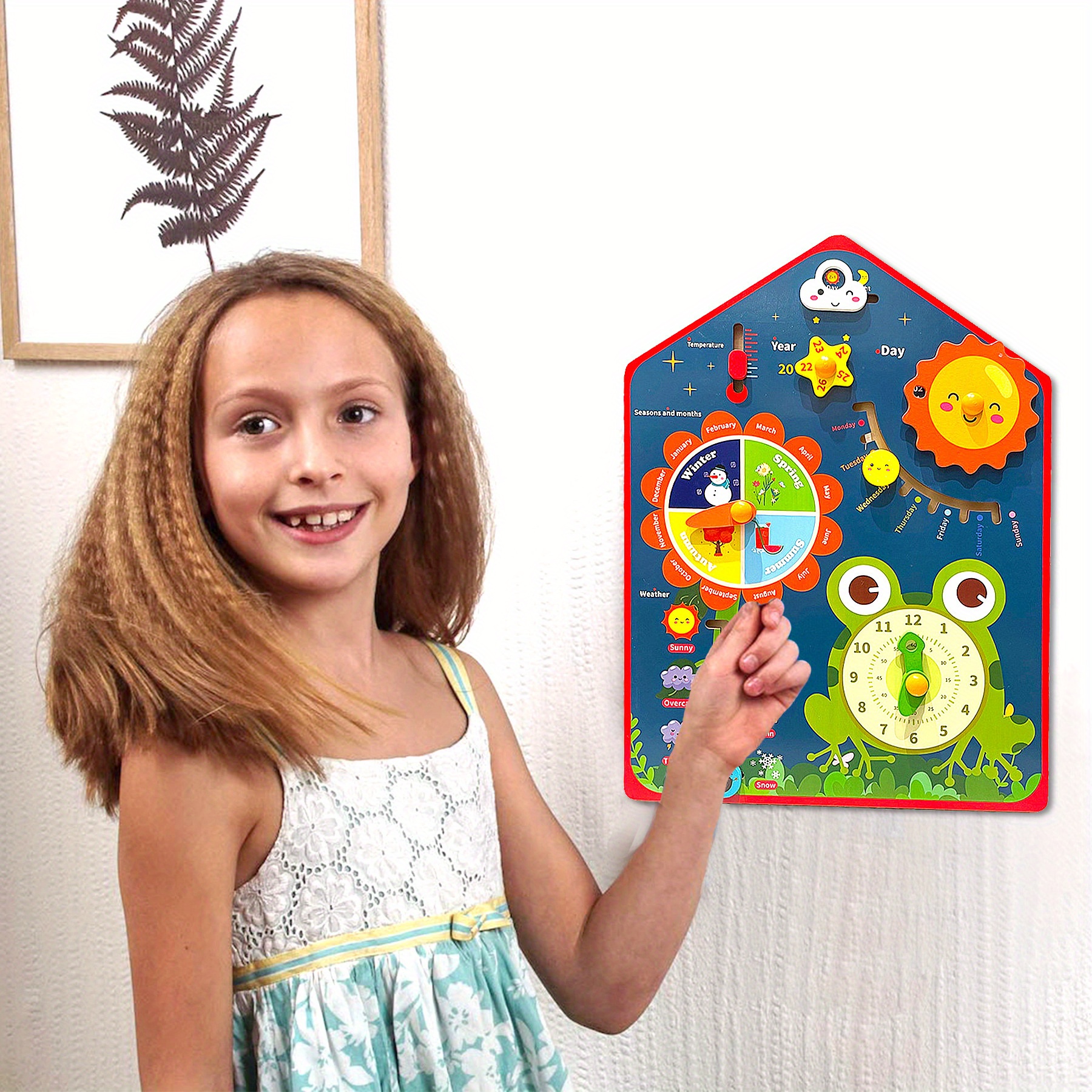 Wooden kid calendar preschool daily educational learning calendar all
