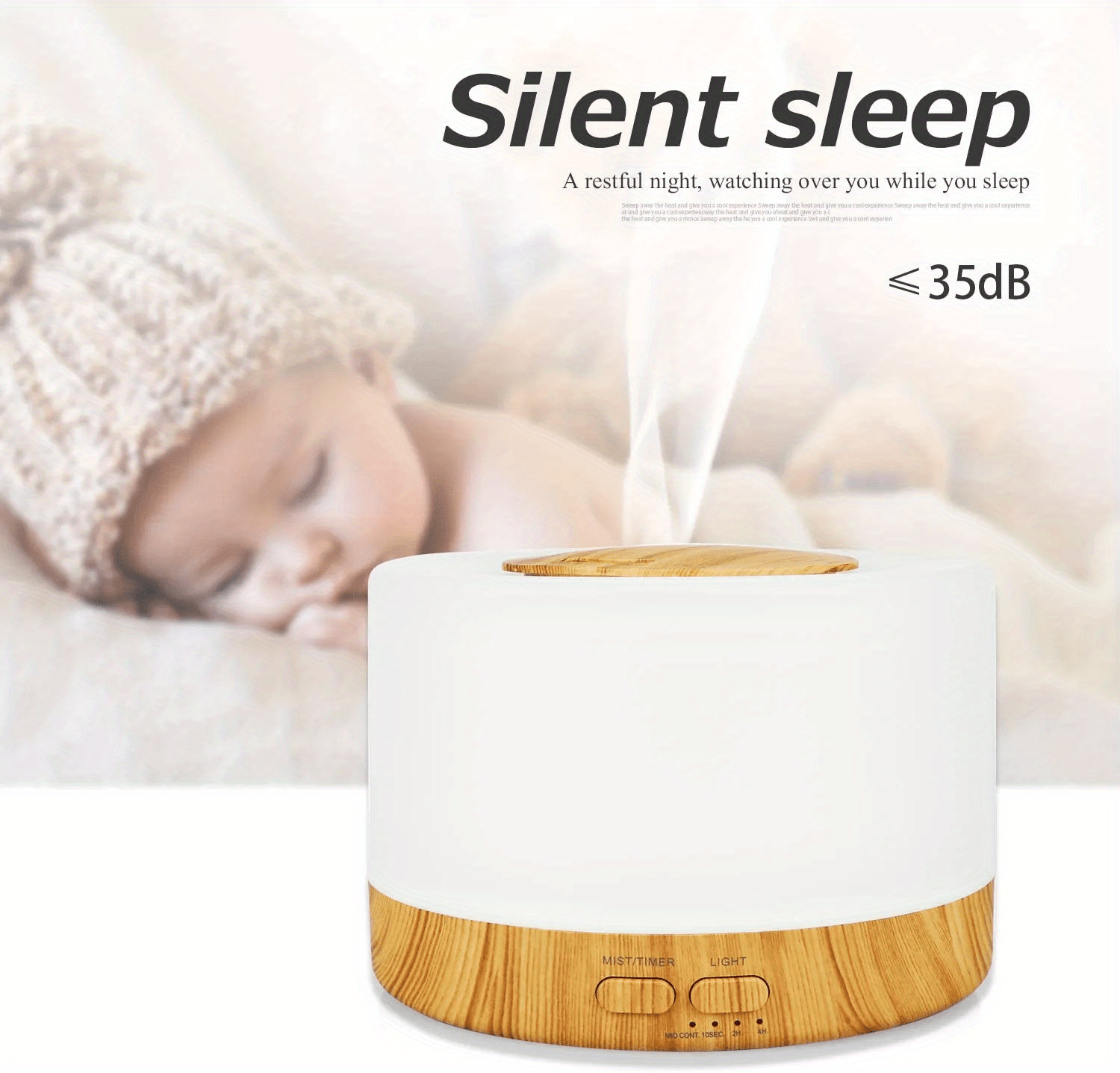 1pc aroma diffuser essential oil large room office 500ml wood color diffusers for home night lamp cool mist air humidifier for bedroom quiet with remote control ambient 7 led light waterless auto off aromatherapy diffuser for gift details 5