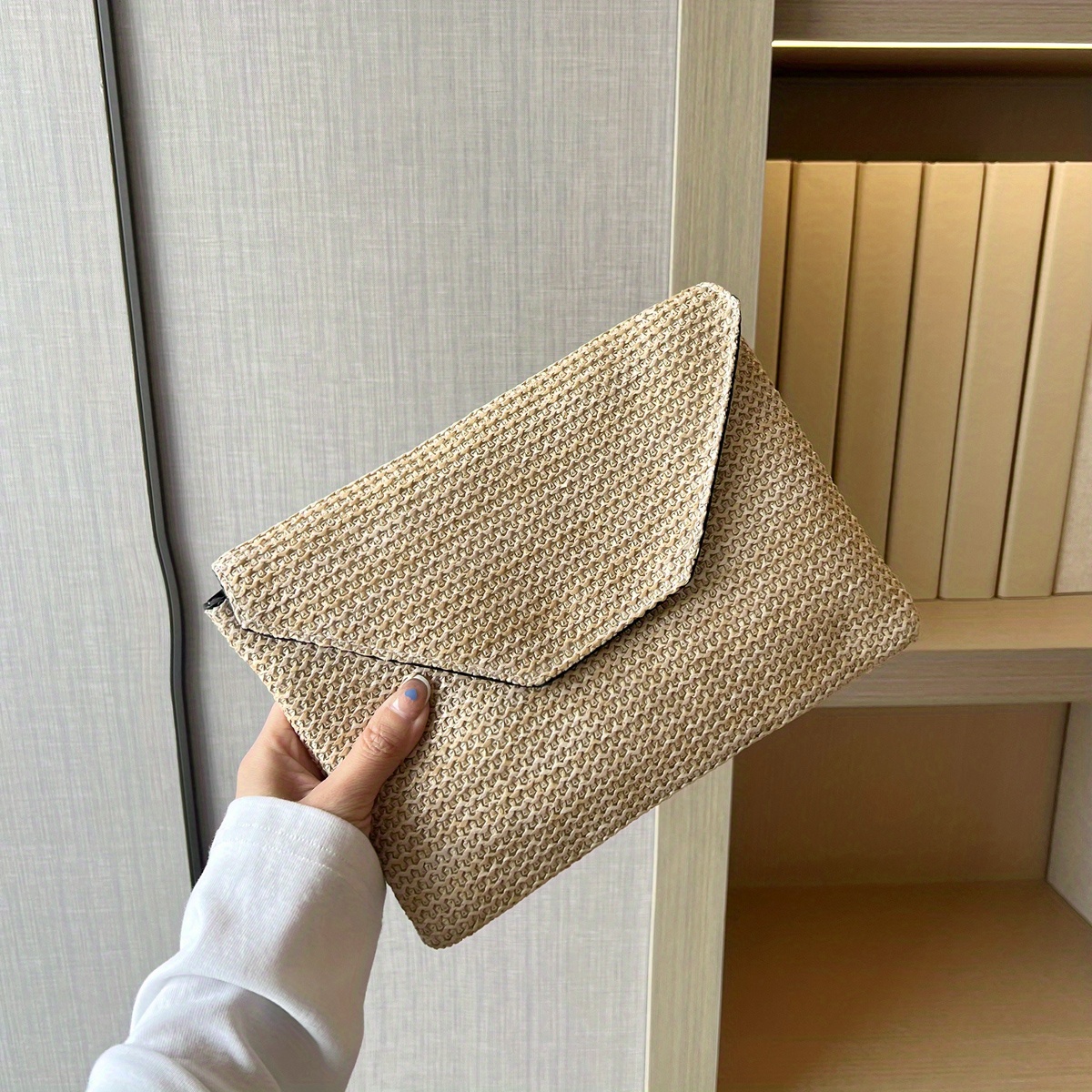 Straw Woven Clutch Bag Boho Style Envelope Handbags Fashion - Temu