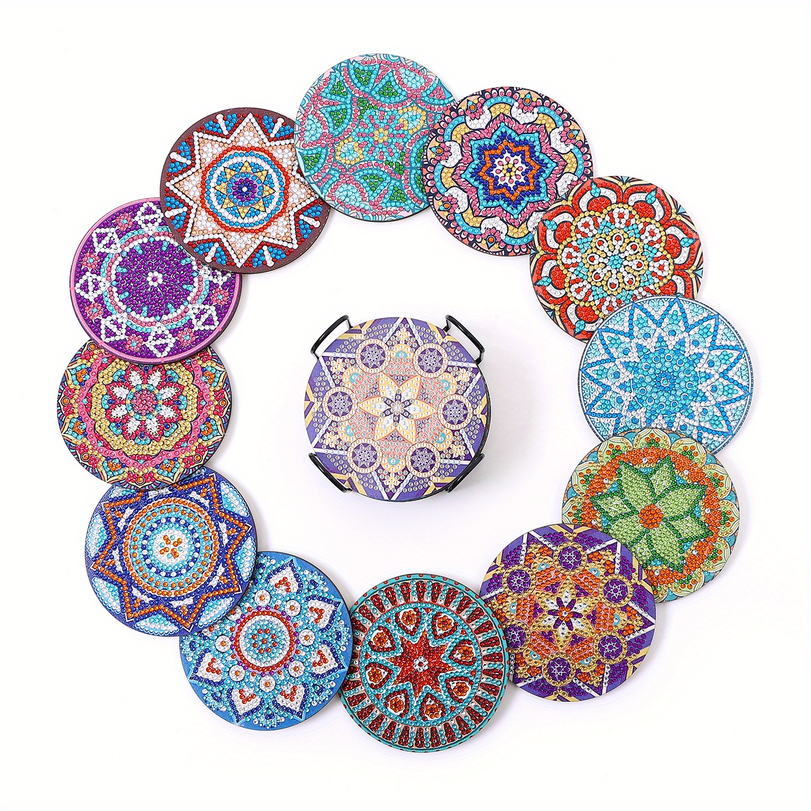 4/6/8Pcs Diamond Coasters with Holder DIY Mandala Coasters Diamond Painting  Kits for Beginners, Adults Kids Art Craft Supplies