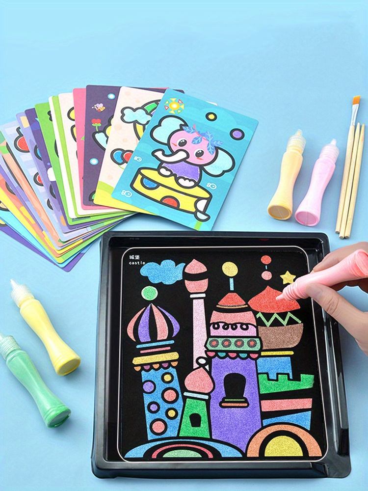 Colorful Sand Painting Drawing Diy Color Art Paper Kids - Temu