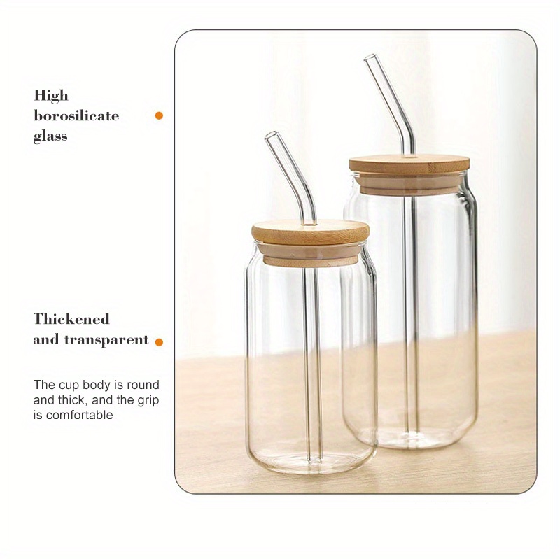 1pc/1 Set, Water Cups, Glass Water Cups, Transparent Glass Cup With Lid,  Juice Cup With Straw, Simple Tea Cup, Beer Cup, Juice Glasses, Coffee Cup,  Co